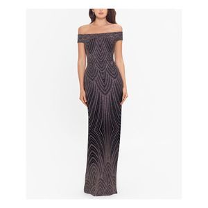B&A  BY BETSY & ADAM Womens Black Gown Short Sleeve Formal Sheath Dress 2